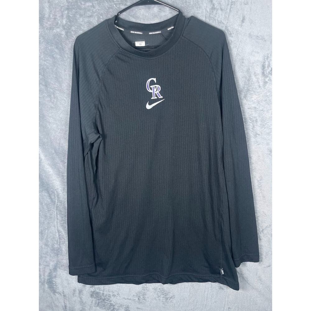 Nike Charlie Blackmon Game Worn Colorado Rockies Long Sleeve Shirt Black Size XL